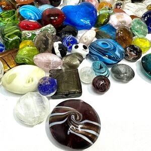 Assorted Mixed Shapes and Sizes Lampwork Glass Jewelry Craft Beads - 1.25 lbs